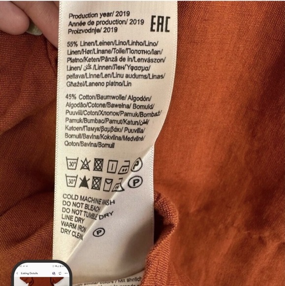 ONLY Rust Brown Linen Cotton Top EU 36 US 2 Womens Puff Sleeve Peplum Babydoll - Picture 5 of 7